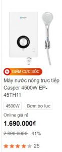 Máy nước nóng trực tiếp Casper 4500W EP-45TH11