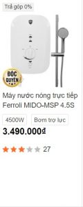 Máy nước nóng trực tiếp Ferroli 4500W MIDO-MSP 4.5S